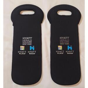 2pc Insulated Neoprene Bottle Bags BYOBAG Single Wine Reusable Tote Pouch Hyatt